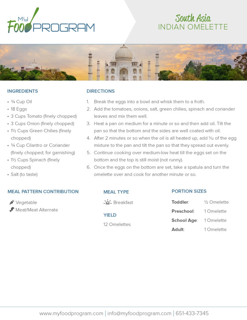 My Food Program Indian Omelette Recipe