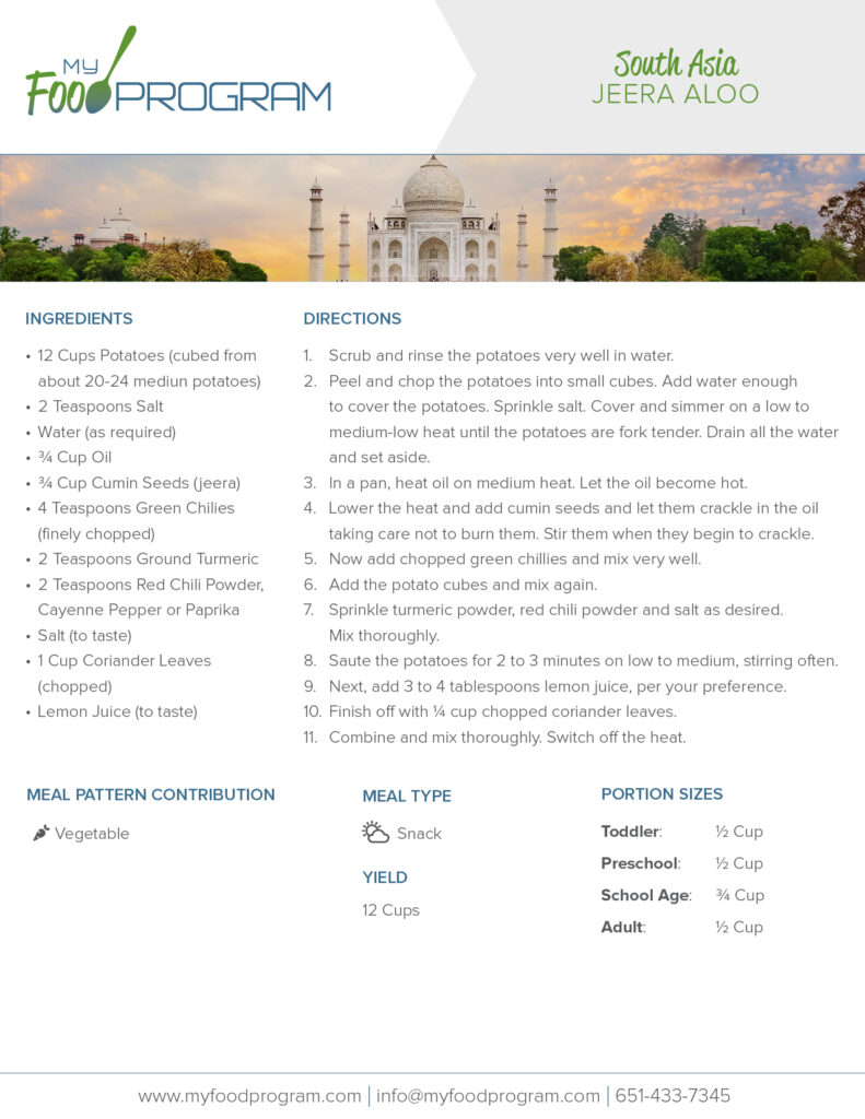 My Food Program Jeera Aloo Recipe