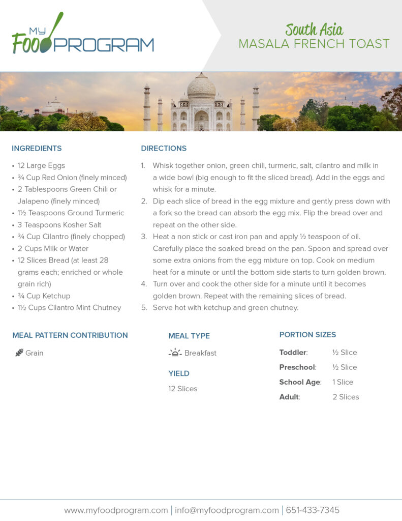 My Food Program Masala French Toast Recipe