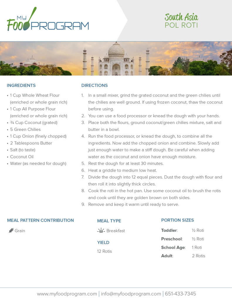 My Food Program Pol Roti Recipe