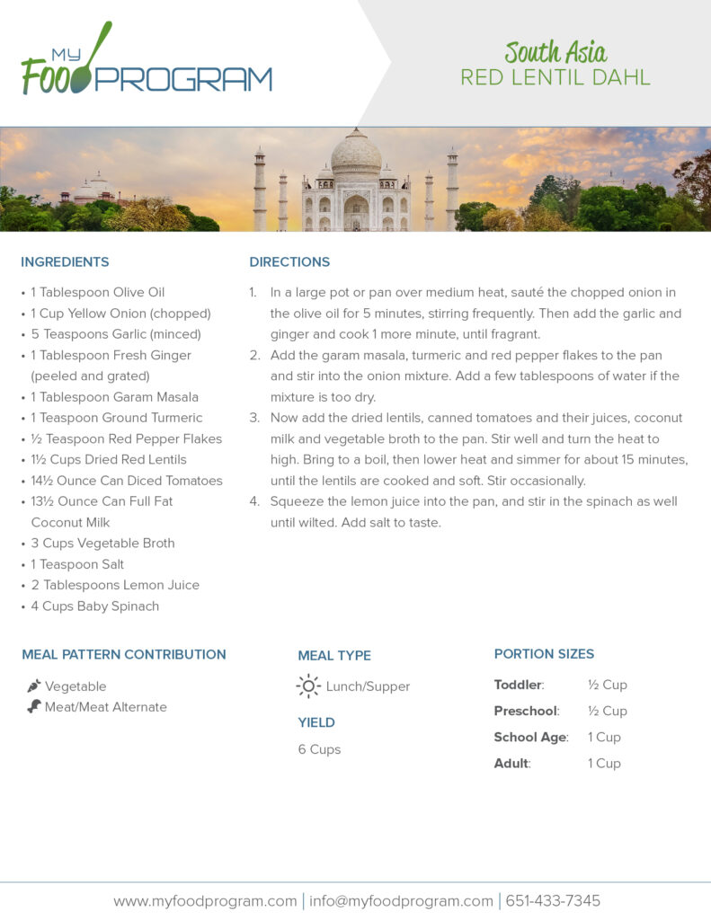 My Food Program Red Lentil Dahl Recipe