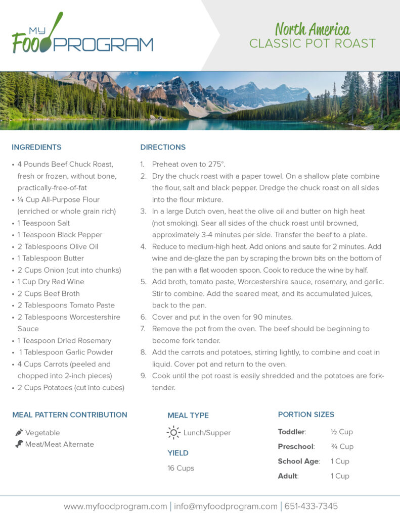 My Food Program Classic Pot Roast Recipe